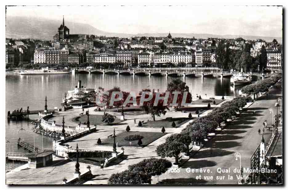 CPA Geneve Quai du Mont Blanc et vue Sur la Ville Suisse