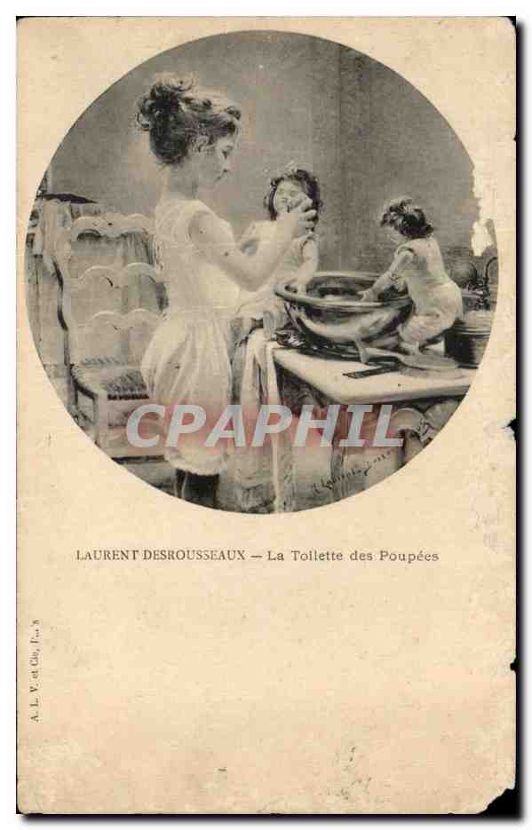 CPA Laurent Derousseaux La Toilette des Poupees Enfants