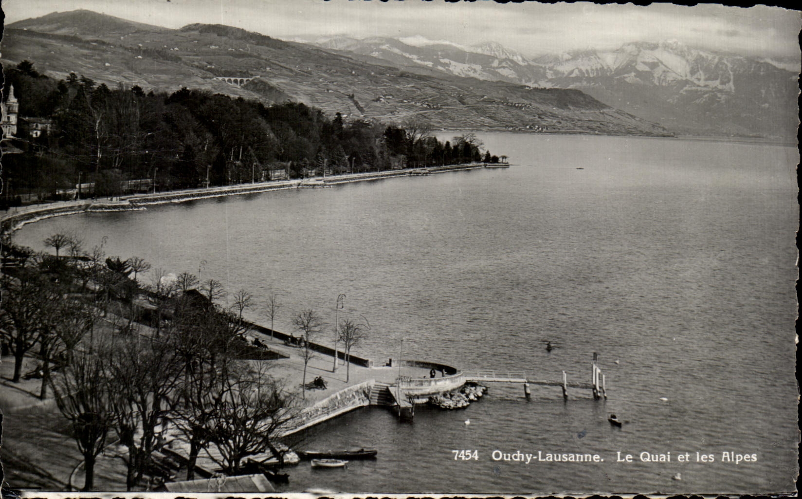 Ouchy-Lausanne — Le Quai et les Alpes — Édition Jaeger Genève n°7454
