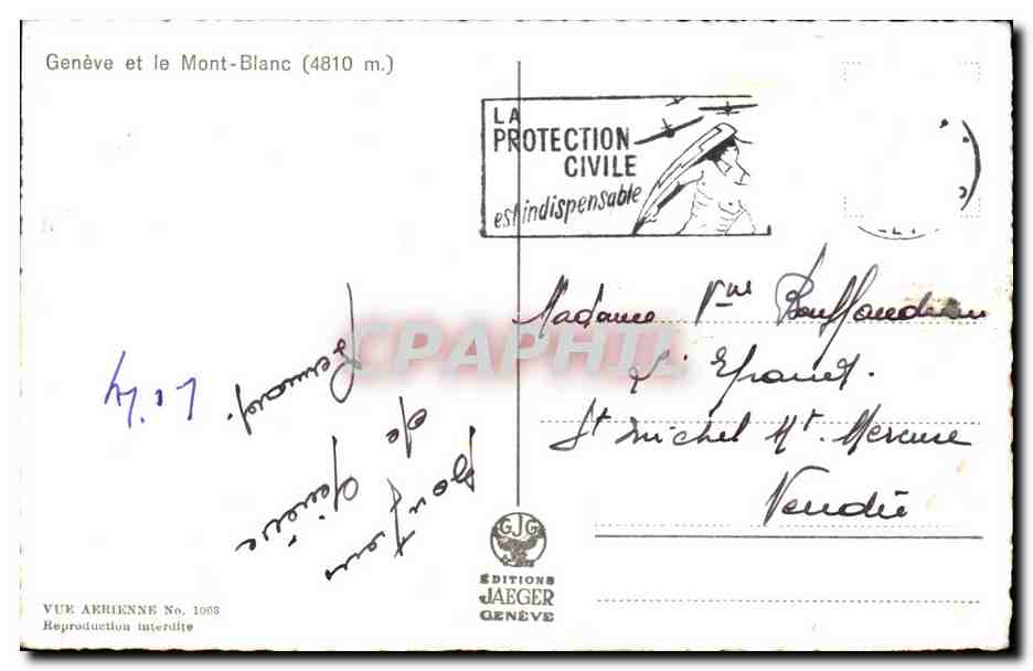CPA Geneve et le Mont Blanc — Rückseite