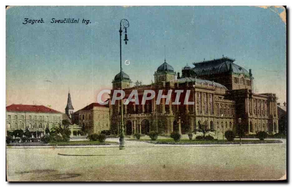 Zagreb. Sveučilišni trg. — Vue du bâtiment de l'Université — éditeur non visible