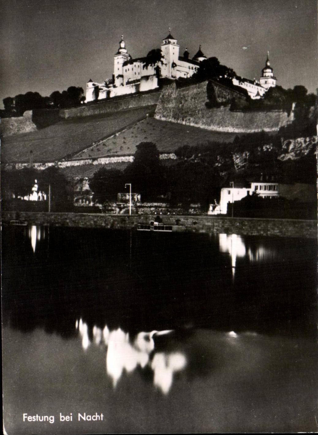 CPA Festung Bei Nacht Wurzburg