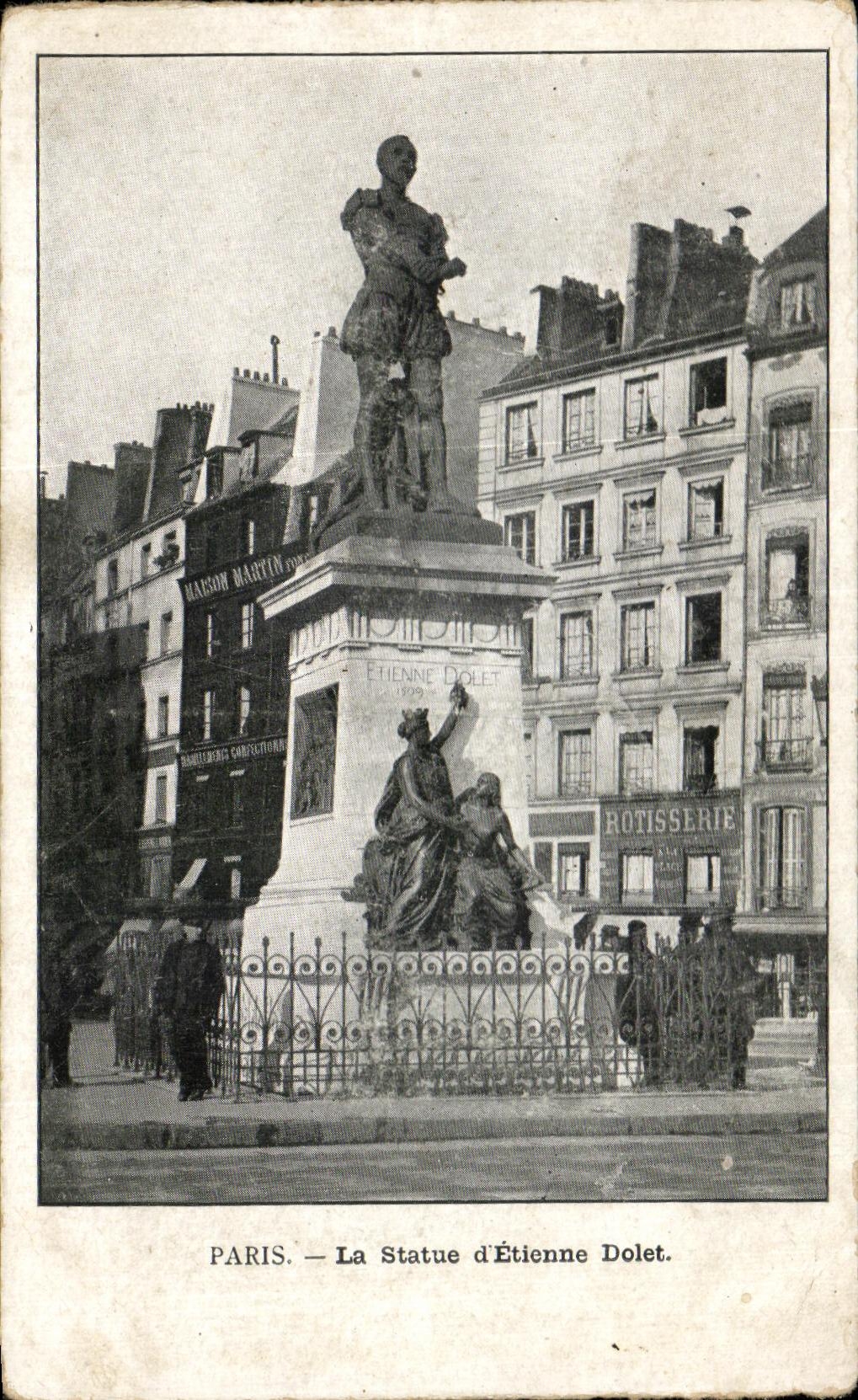 CPA Paris La Statue d'Etienne Dolet