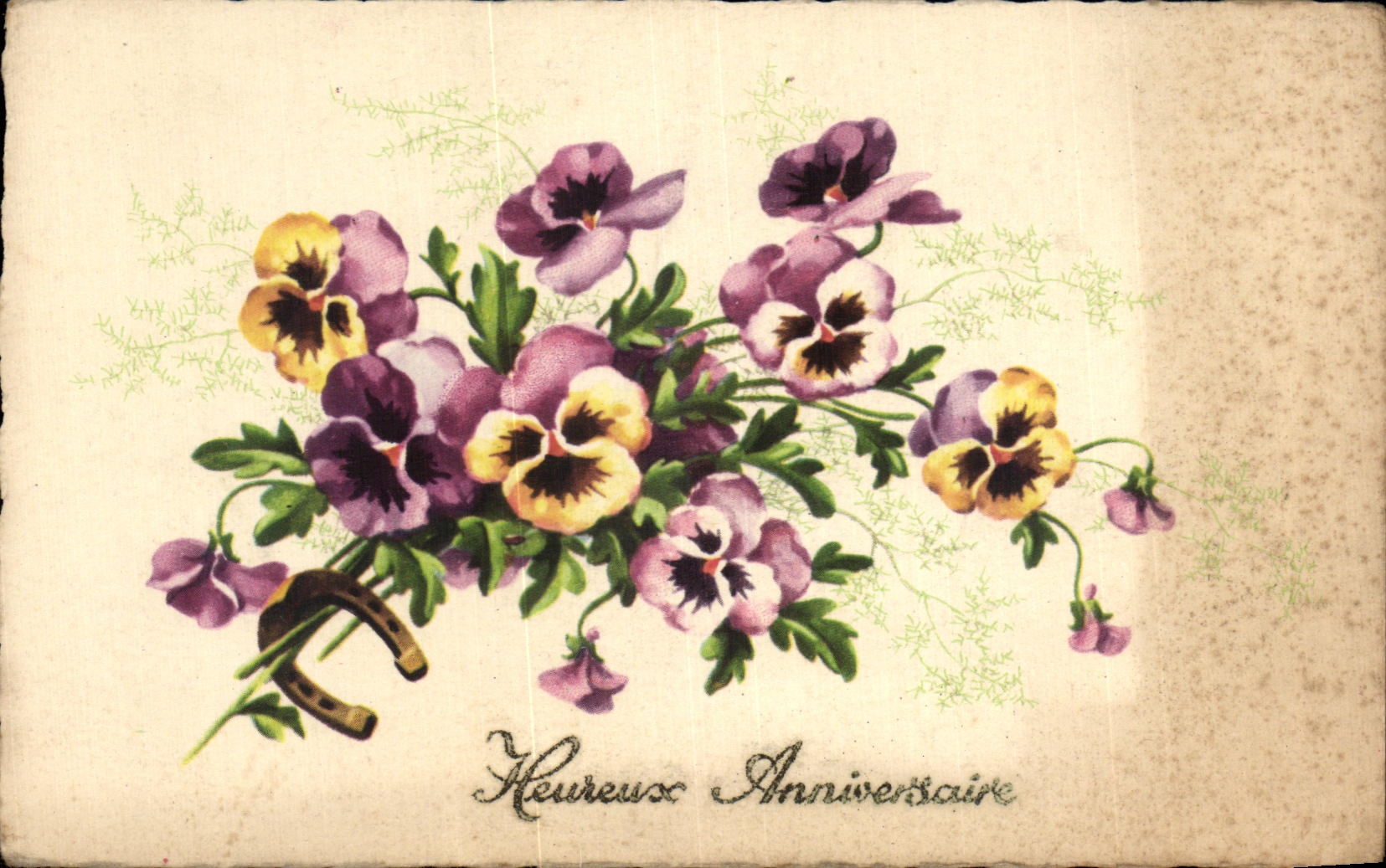 CPA Fantaisie Fleurs Heureux Anniversaire