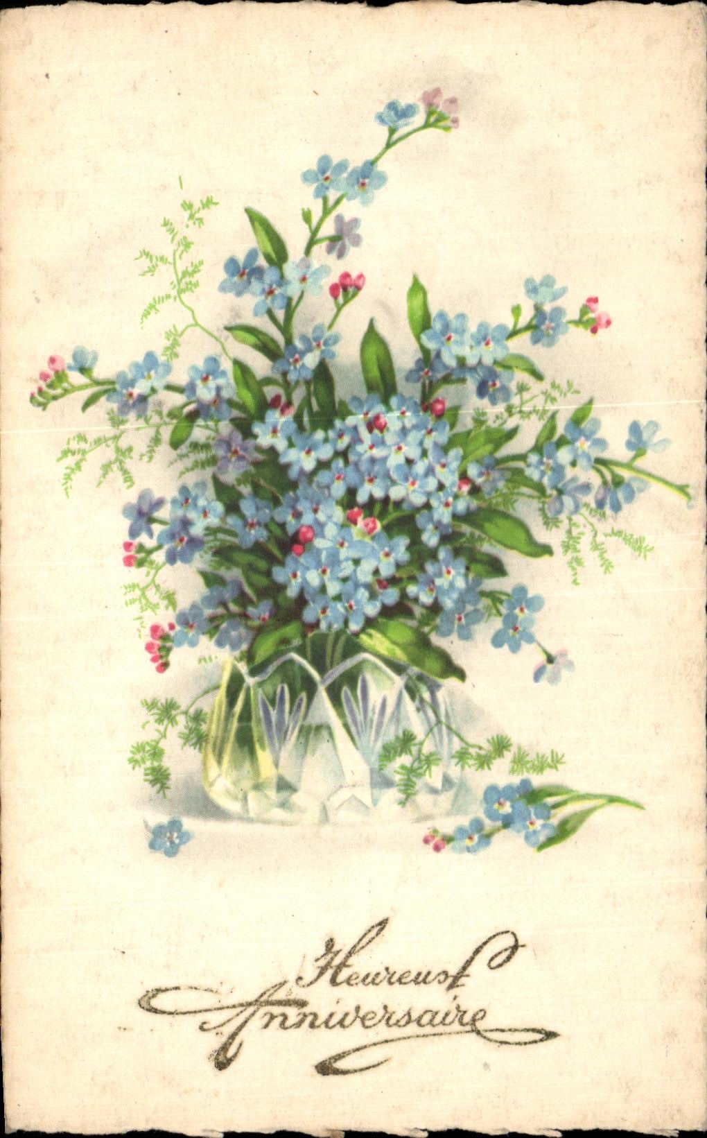 CPA Fantaisie Fleurs Heureux Anniversaire
