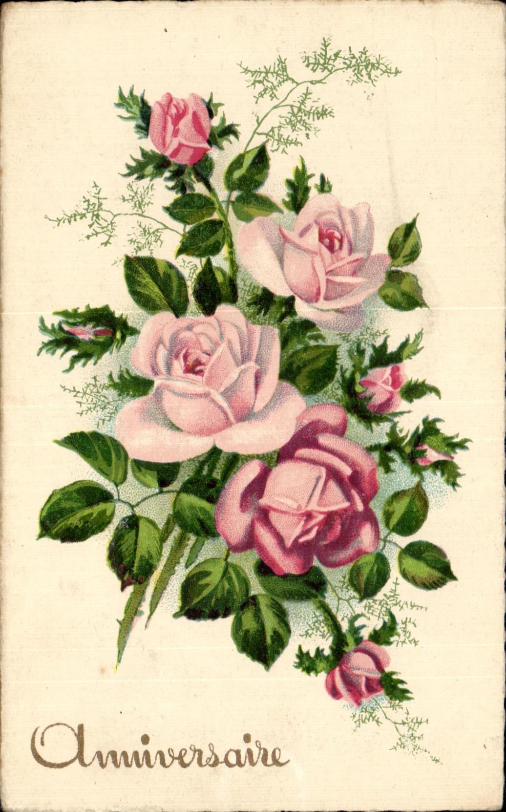 CPA Fantaisie Fleurs Anniversaire
