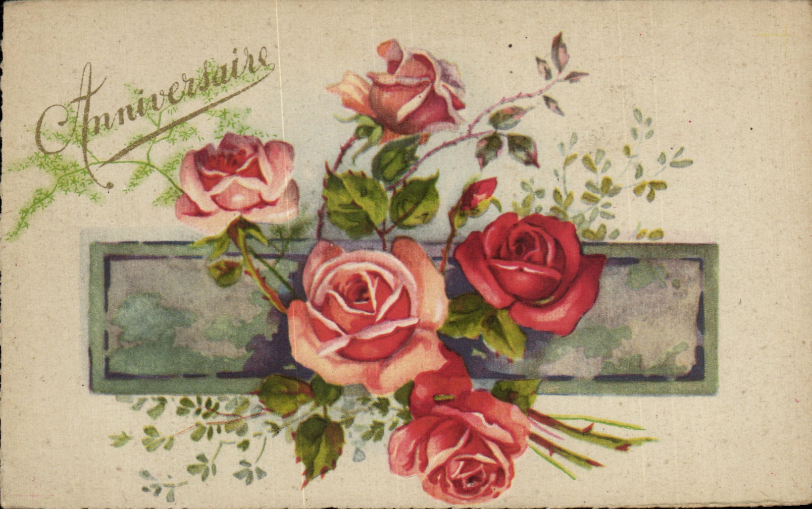 CPA Fantaisie Fleurs Anniversaire 