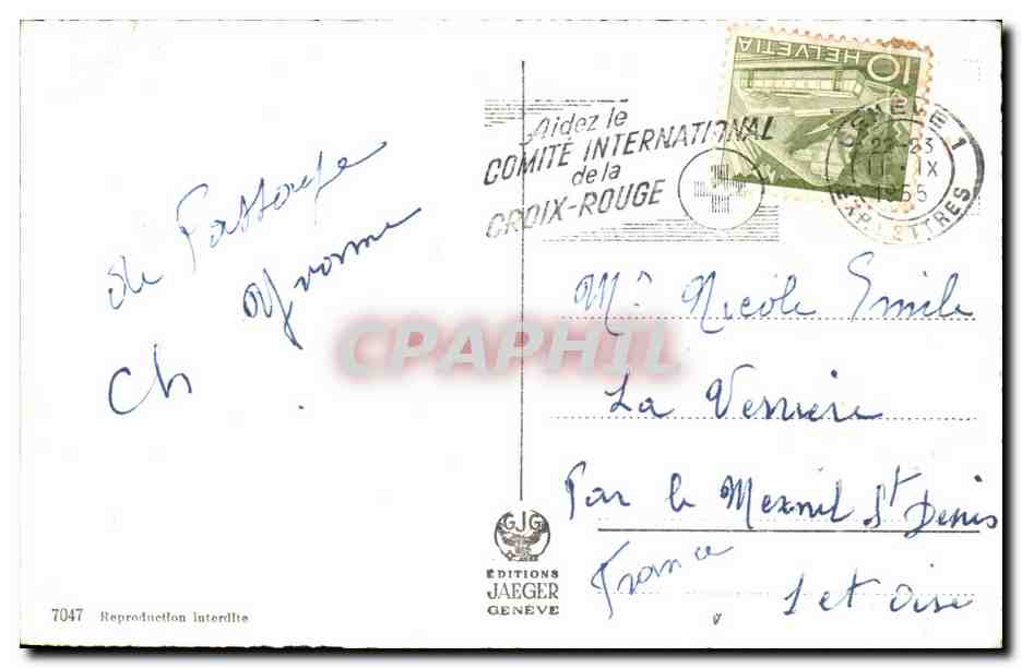 CPA Souvenir de Geneve — Rückseite