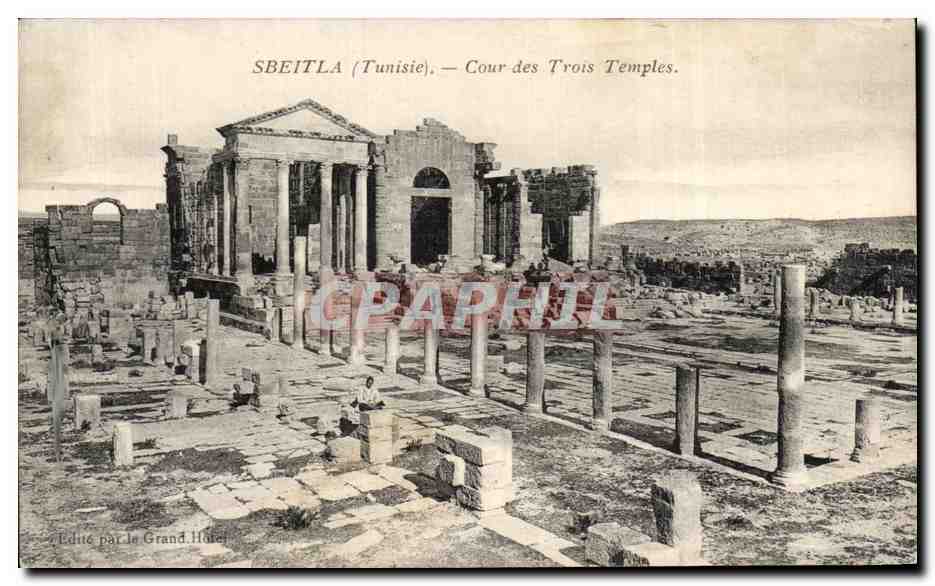 CPA Sbeitla Cour des Trois Temples Tunisie