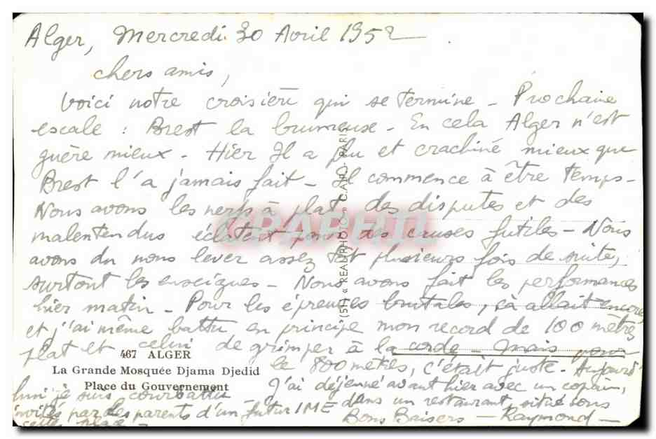 CPA Alger La Grande Mosquee Djama Djedid — Rückseite