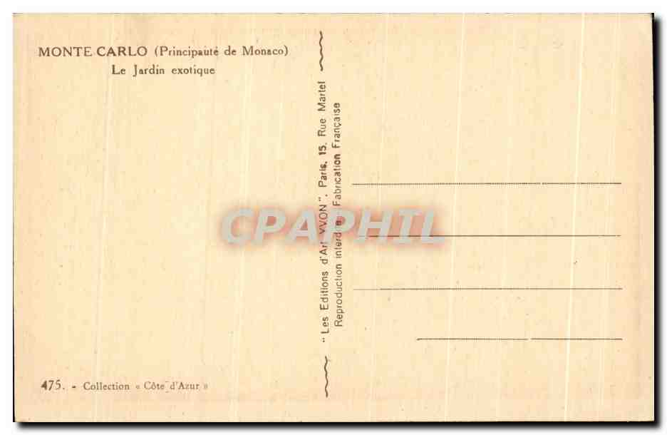 CPA Monte Carlo Le Jardin exotique — Rückseite