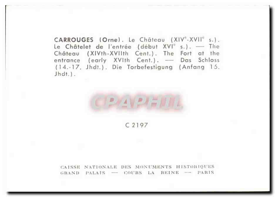 CPA Carrouges le Chateau le chateau de l'entree Chateau  — Rückseite