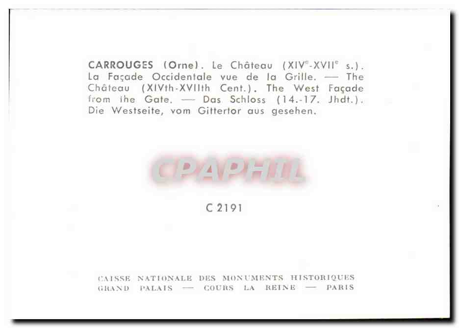 CPA Carrouges le Chateau le chateau de l'entree Chateu  — Rückseite