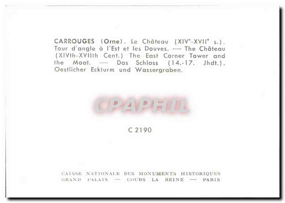 CPA Carrouges le Chateau le chateau de l'entree Chateu the East  — Rückseite