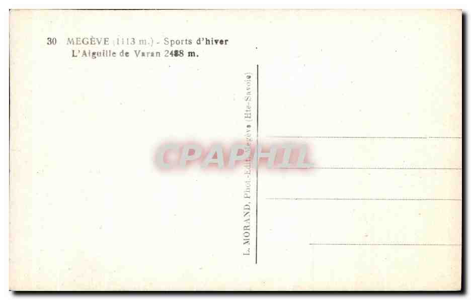 CPA Megeve Sports d'hiver L'Aiguille de Varan — Verso