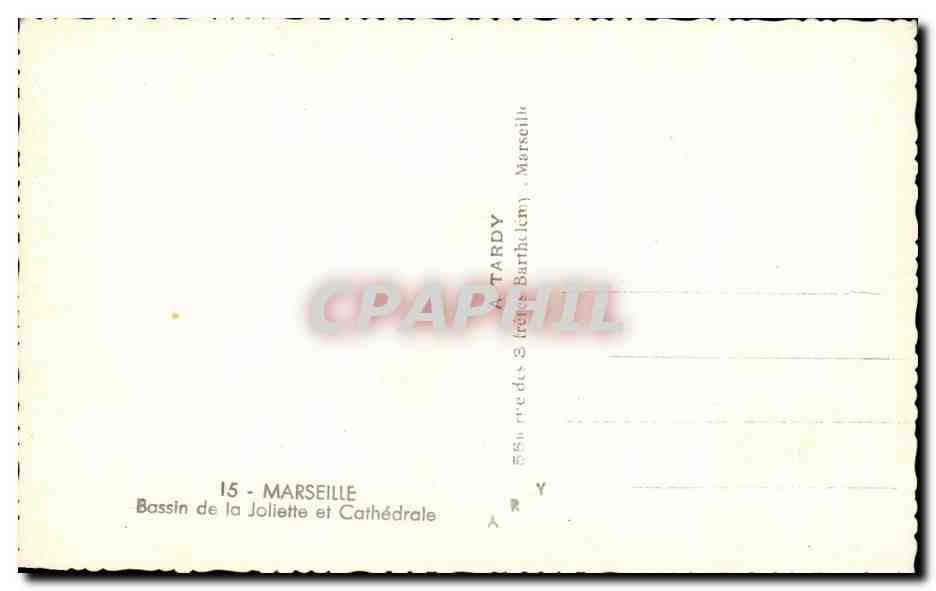 CPA Marseille Bassin de la Joliette et Cathedrale Bateau — Rückseite
