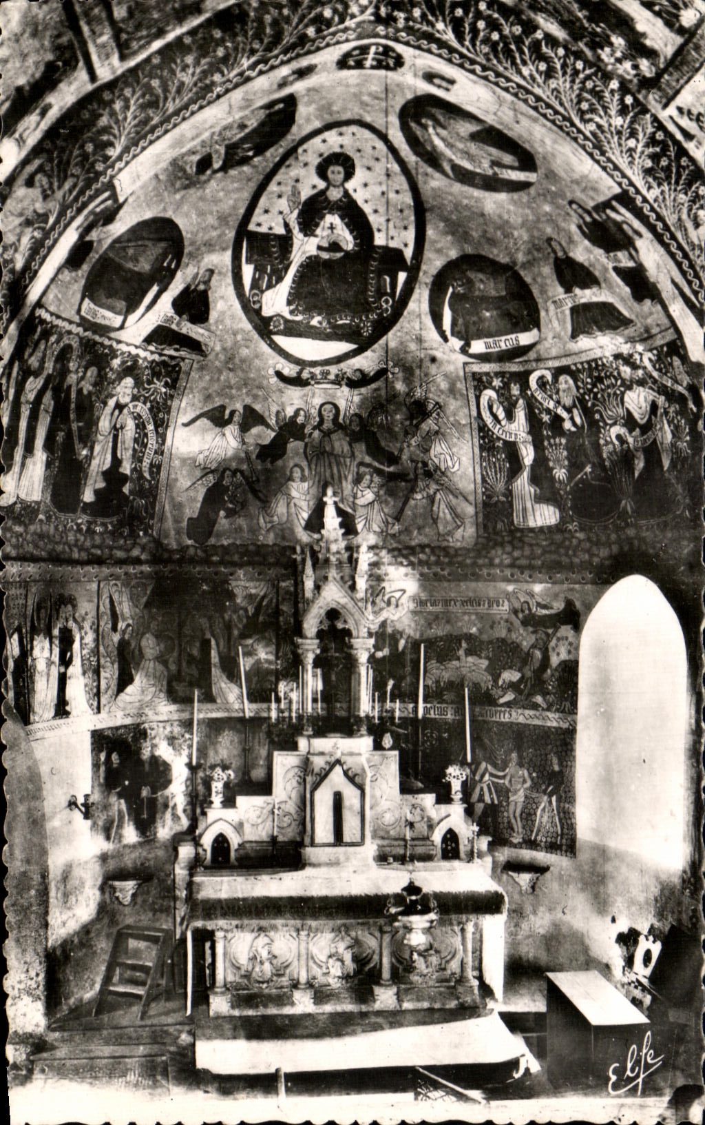 Intérieur de l'Église de Cazéaux — peinture du XVIe siècle — Édit. Laroche