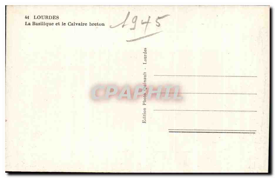 CPA Lourdes La Basilique et le Calvaire breton — Verso