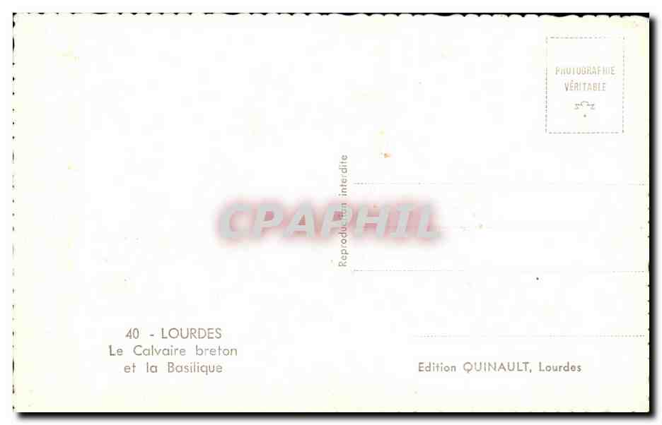 CPA Lourdes Le Calvaire breton et la Basilique — Verso