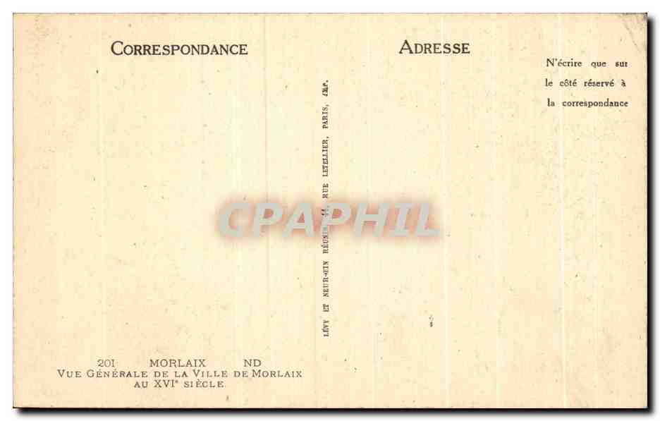 CPA Morlaix Vue Generale de la Ville de Morlaix au Siecle — Rückseite