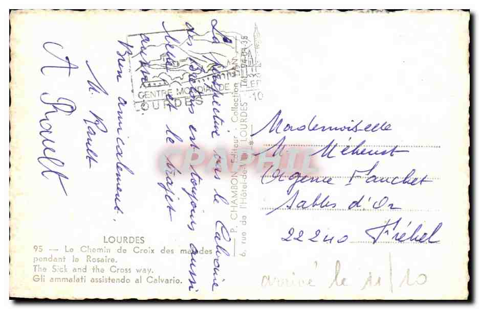 CPA Lourdes Le Chemin De Croix Des Malades Pendant Le Rosaire — Verso