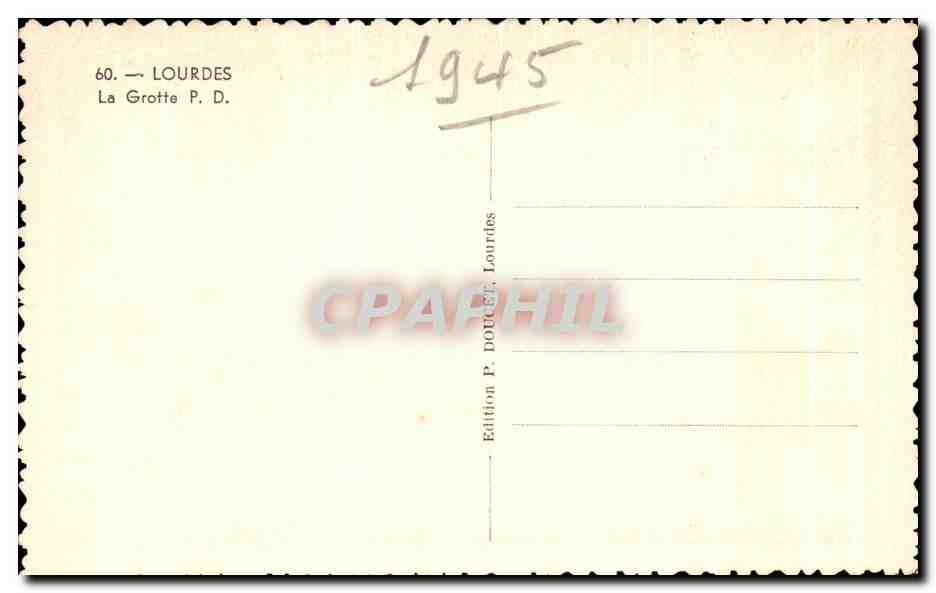 CPA Lourdes La Grotte — Verso