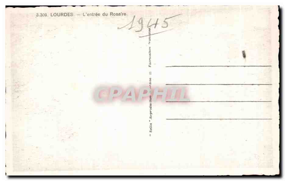 CPA Lourdes L'Entree Du Rosaire — Verso