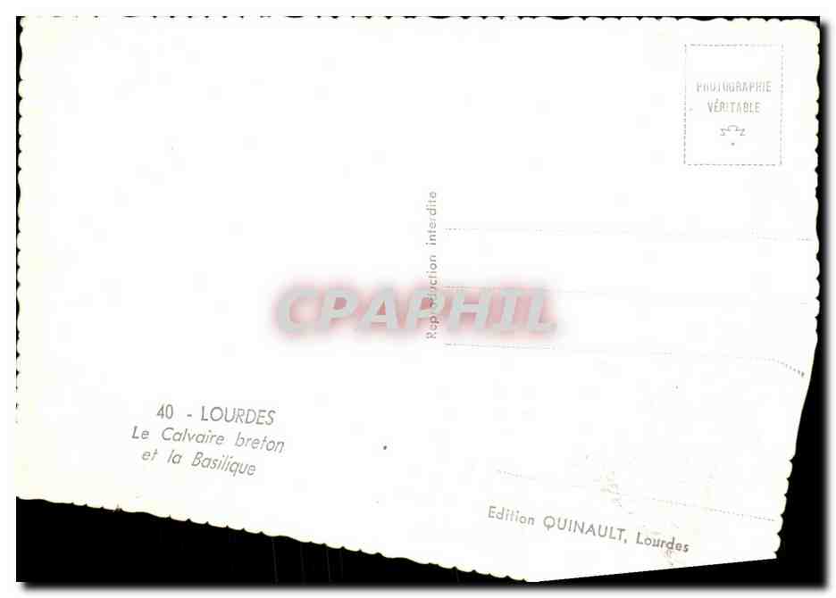 CPA Lourdes Le Clavaire Breton Et La Basilique — Verso