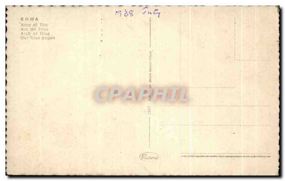 CPA Roma Arco di Tito Arc de Titus — Rückseite