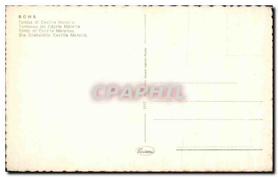 CPA Roma Tomba di Cecilia Motella — Rückseite