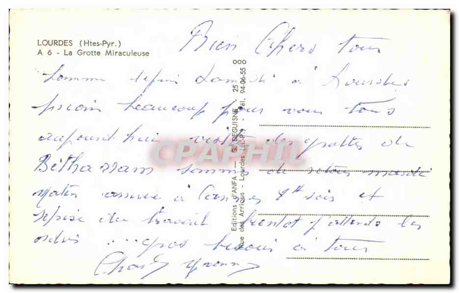 CPA Lourdes La Grotte Miraculeuse — Verso