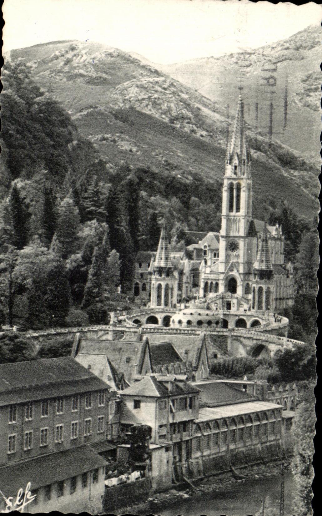 CPA Lourdes Vue sur la Basilique et le Gave