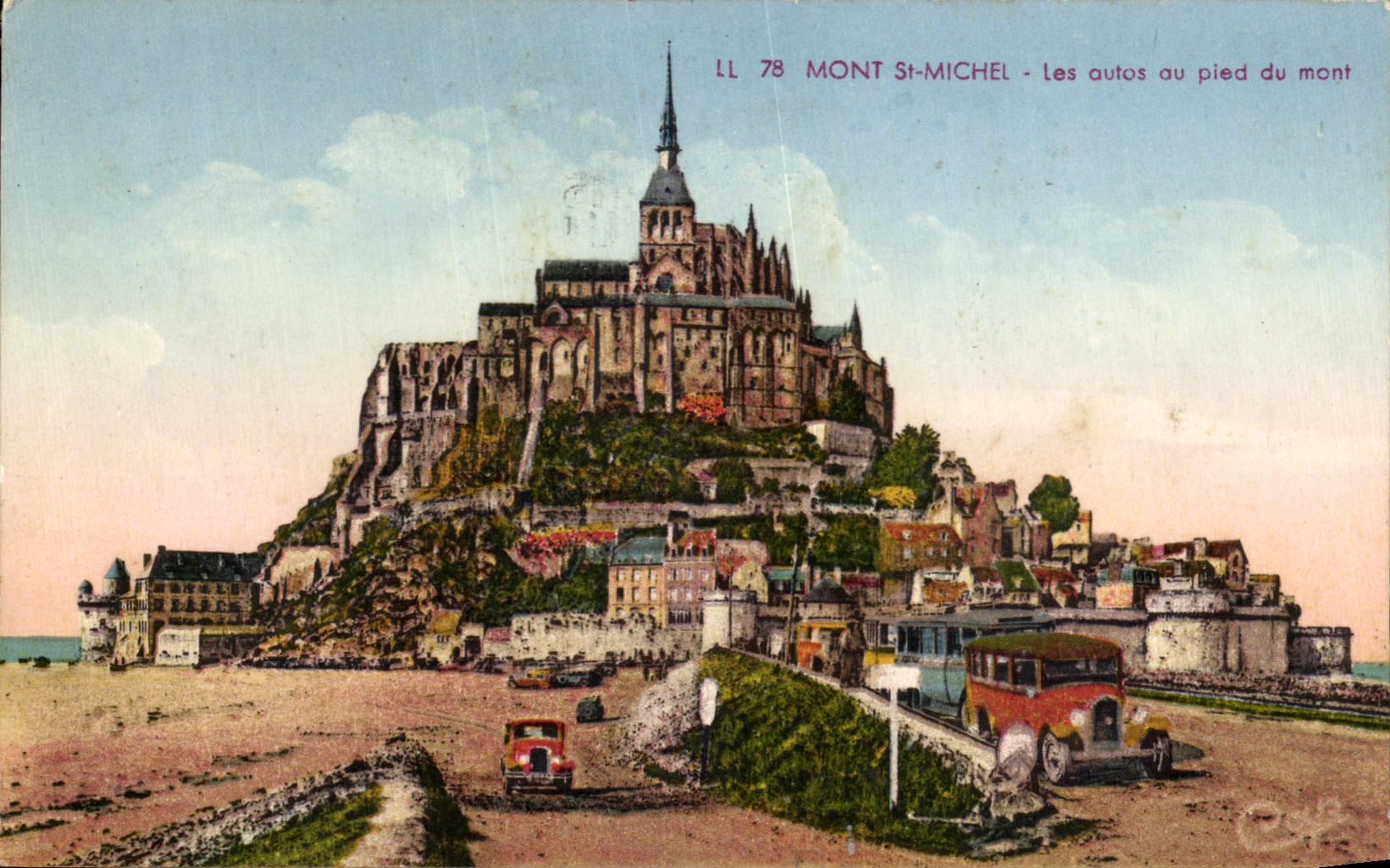 Mont Saint-Michel — Les autos au pied du mont — LL 78 — C° des Arts Photomécaniques