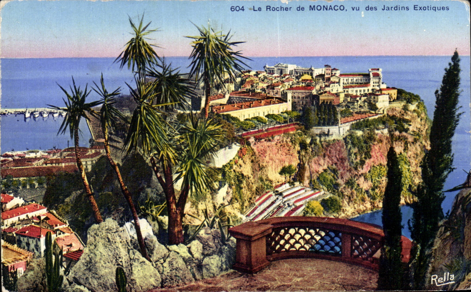 CPA La Rocher de Monaco vu des Jardins Exotiques