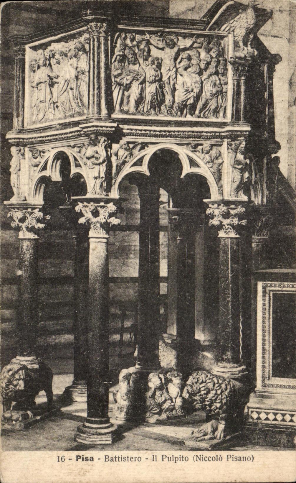 CPA Pisa Battistero Il Pulpito Niccolo Pisano Lion 
