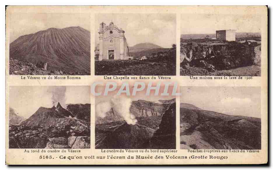 CPA Ce quon voit sur l'ecran du Musee des Volcans Grotte rouge Vesuve 