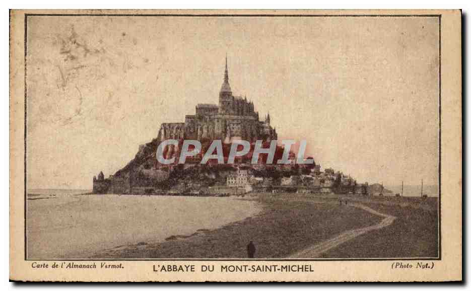 L'ABBAYE DU MONT-SAINT-MICHEL — Carte de l'Almanach Vermot — Photo Nyt.