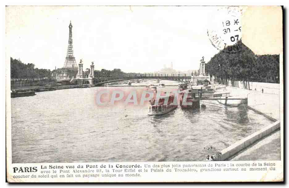 CPA Paris La Seine vue Du Pont de La Concorde Tour Eiffel
