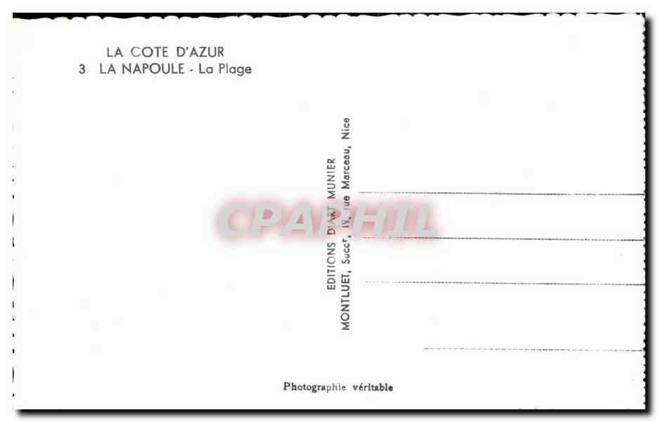 CPA La Cote D'Azur La Napoule La Plage — Rückseite