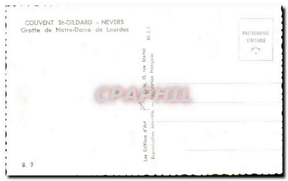 CPA Couvent St Guildard Nevers Grotte De Notre Dame De Lourdes — Rückseite