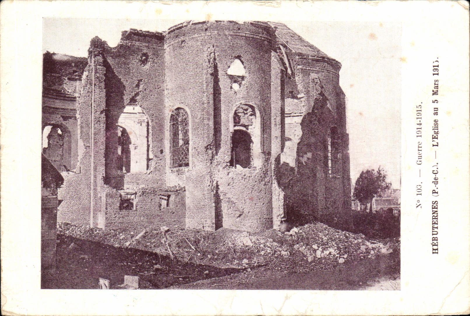 CPA Hebuternes L'Eglise au 5 mars 1915