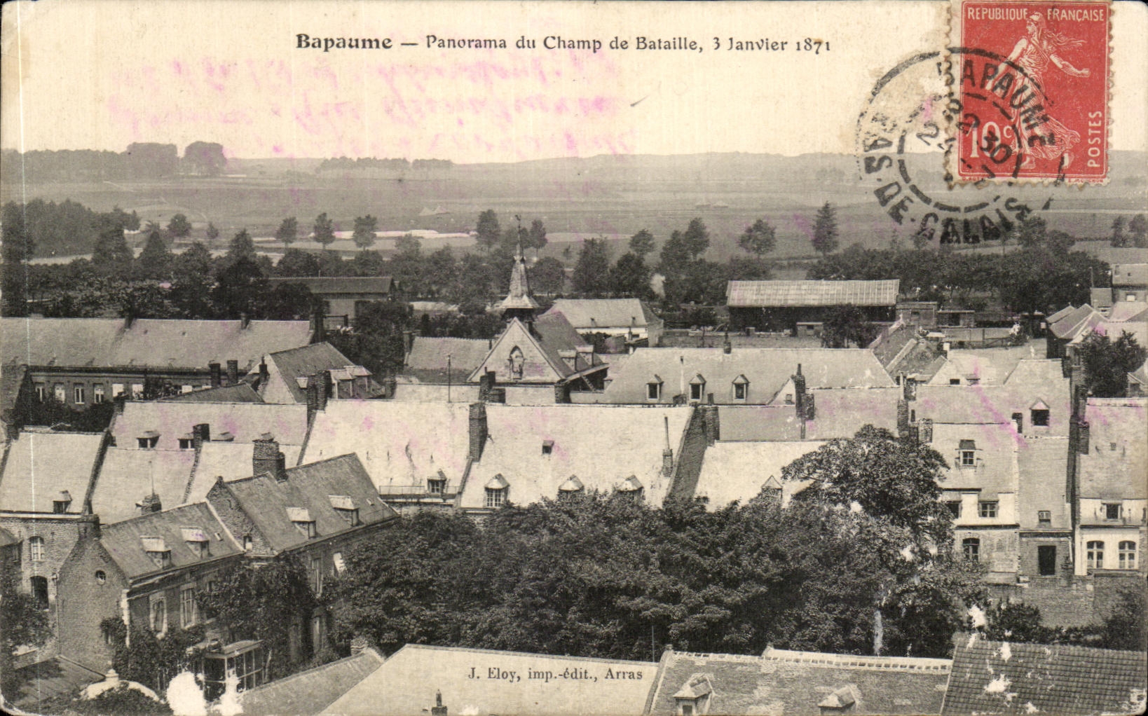 CPA Bapaume Panorama du Champ de Bataille 3 janvier 1871