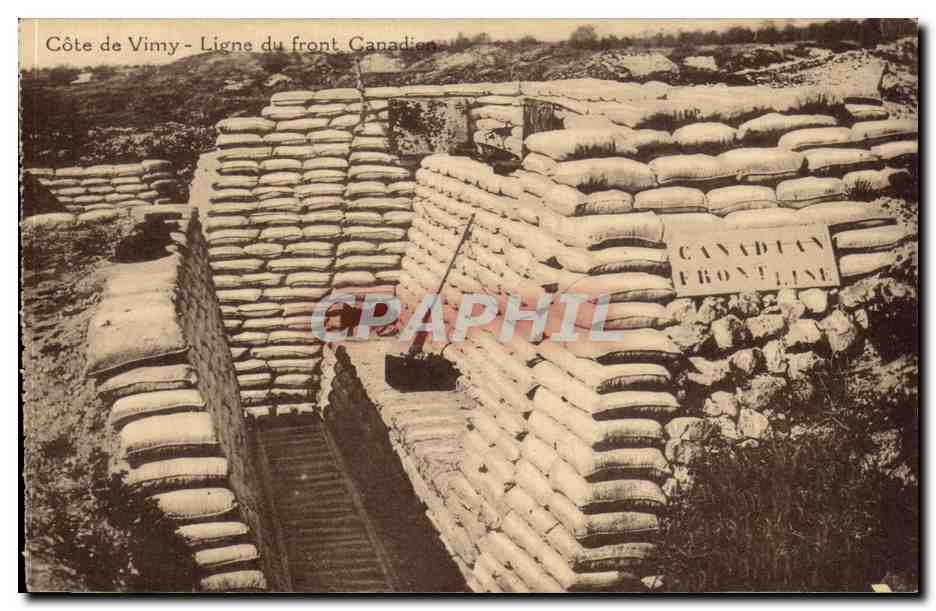 CPA Cote de Vimy Ligne du front Canadien Militaria