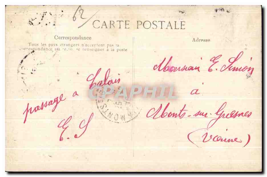 CPA Calais Quai de la Colonne — Rückseite