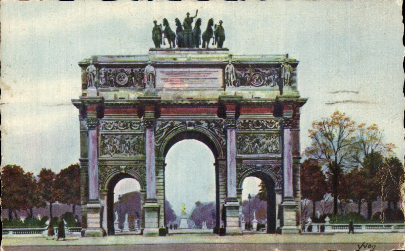 CPA Paris En Flanant L'Arc de Triomphe du Carrousel Louvre