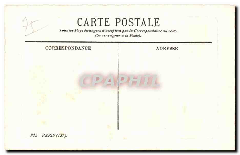 CPA Paris La Boulevard Montmartre — Rückseite