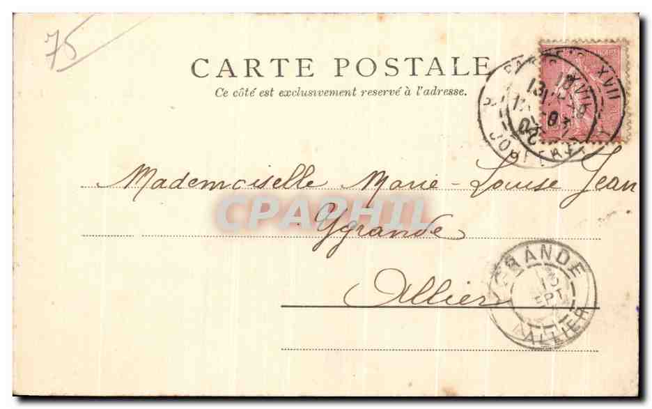 CPA Paris Port St Martin et le Theatre de la Renaissance — Rückseite