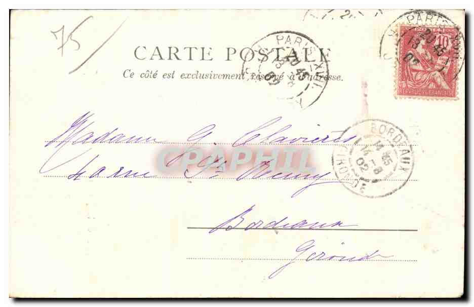 CPA Place de la Bastille Paris — Rückseite