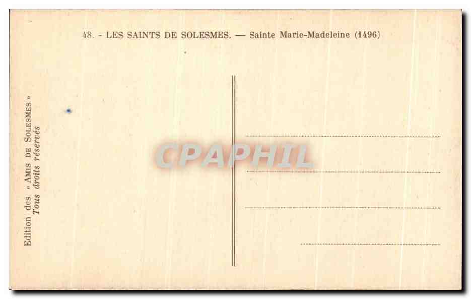 CPA Les Saints De Solesmes Sainte Marie madeleine — Back