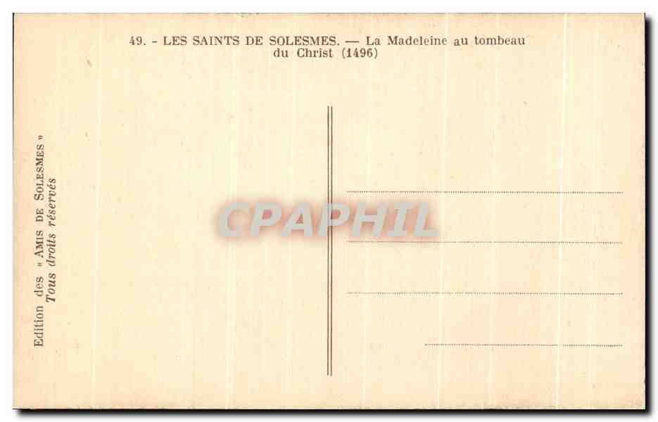 CPA Les Saints De Solesmes La Madeleine au tombeau de Christ — Back